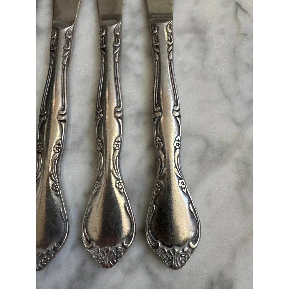 Towle Silver Winter Rose Stainless Dinner Knives Set of 5 Floral TWSWIR 9 inch
